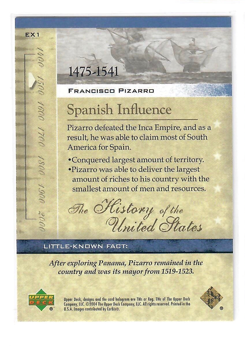 2004 Upper Deck The History of the United States Francisco Pizarro #EX1