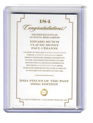 2024 Pieces of the Past 1800s Edition Munch Monet Cézanne Triple Relic #184