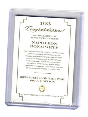 2024 Pieces of the Past 1800s Edition Napoleon Bonaparte Authentic Relic #103