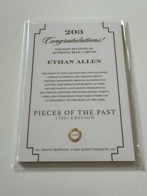 2024 Pieces of the Past 1700s Edition Ethan Allen Authentic Relic #203