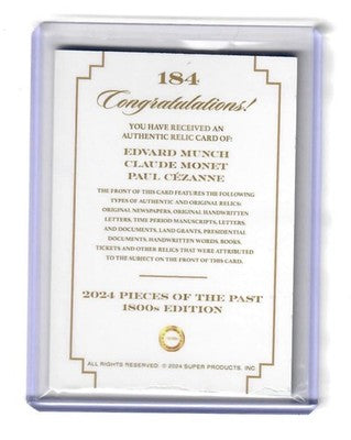 2024 Pieces of the Past 1800s Edition Triple Relics Munch Monet Cezanne #184