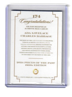 2024 Pieces of the Past 1800s Ada Lovelace Charles Babbage Dual Relic #174