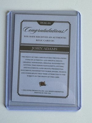 2024 Pieces of the Past John Adams Authentic Dual Newspaper Relic #DUAL-6A