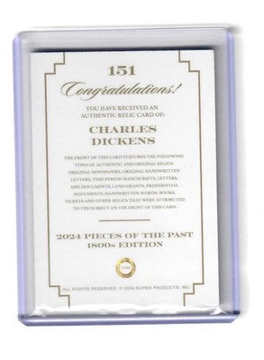 2024 Pieces of the Past 1800s Edition Charles Dickens Authentic Relic #151