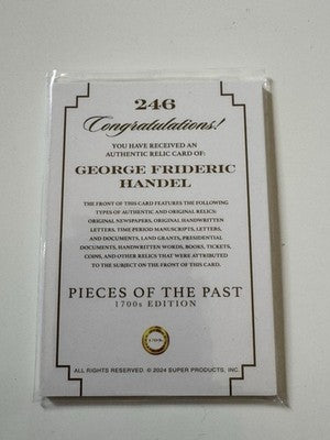 2024 Pieces of the Past 1700s Edition George Frideric Handel Relic #246
