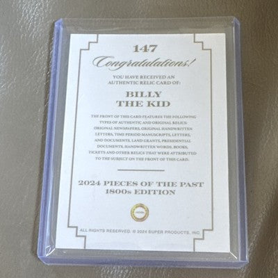 2024 Pieces of the Past 1800s Edition Billy the Kid Document Relic #147