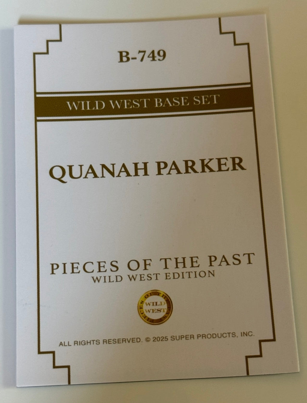 2025 Pieces of the Past Wild West Edition Quanah Parker Base Card #B-749