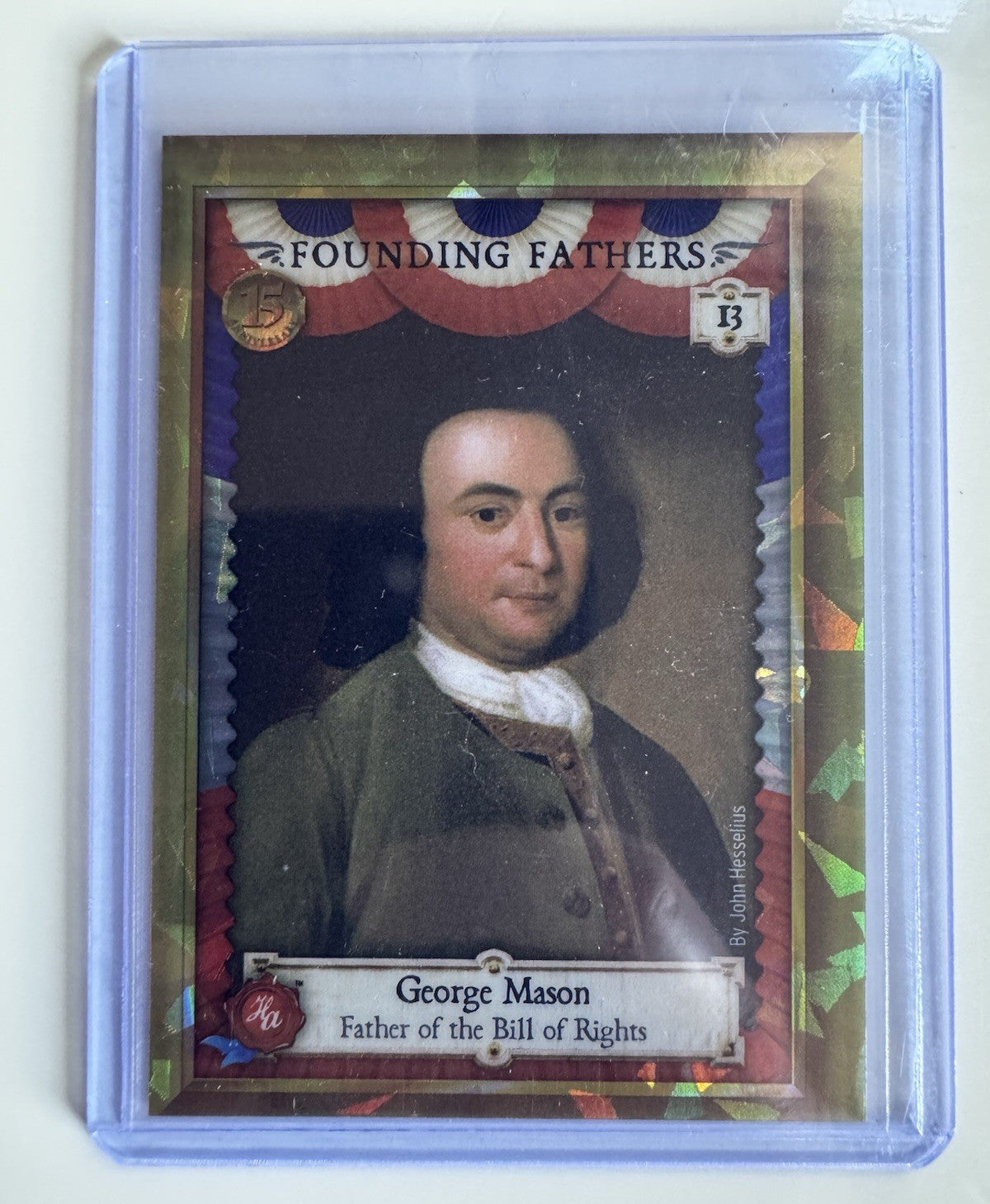 2025 Historic Autographs 15th Anniversary George Mason Cracked Ice Gold Foil 1/6