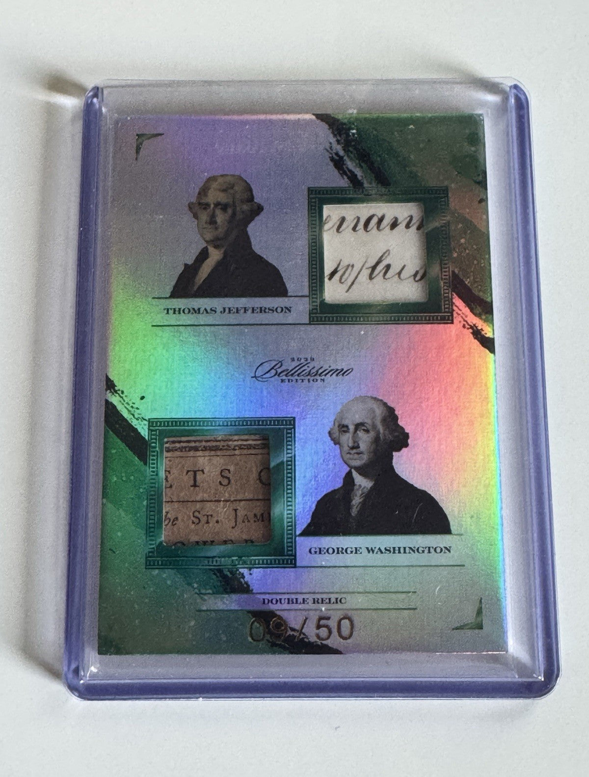 2023 Bellissimo Edition Jefferson & Washington Double Document Relic /50 #121