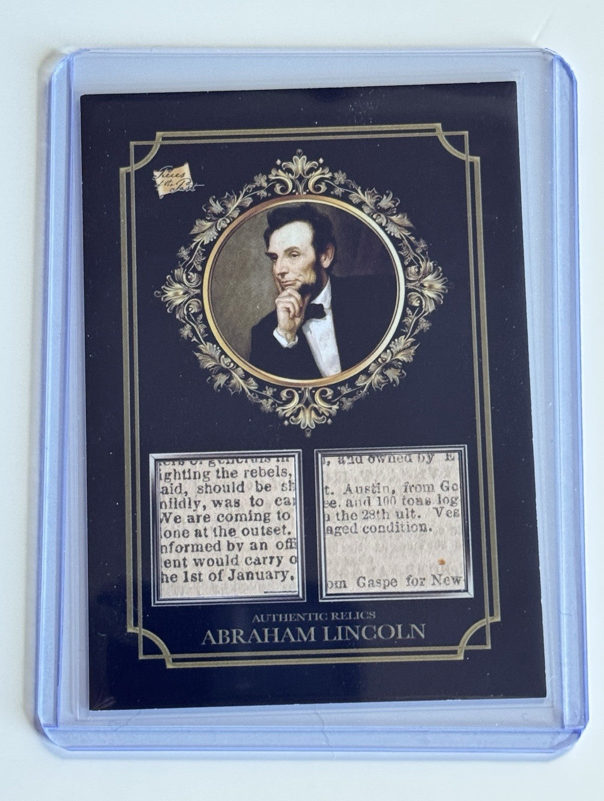 2024 Pieces of the Past Abraham Lincoln Authentic Dual Newspaper Relic #DUAL-8A